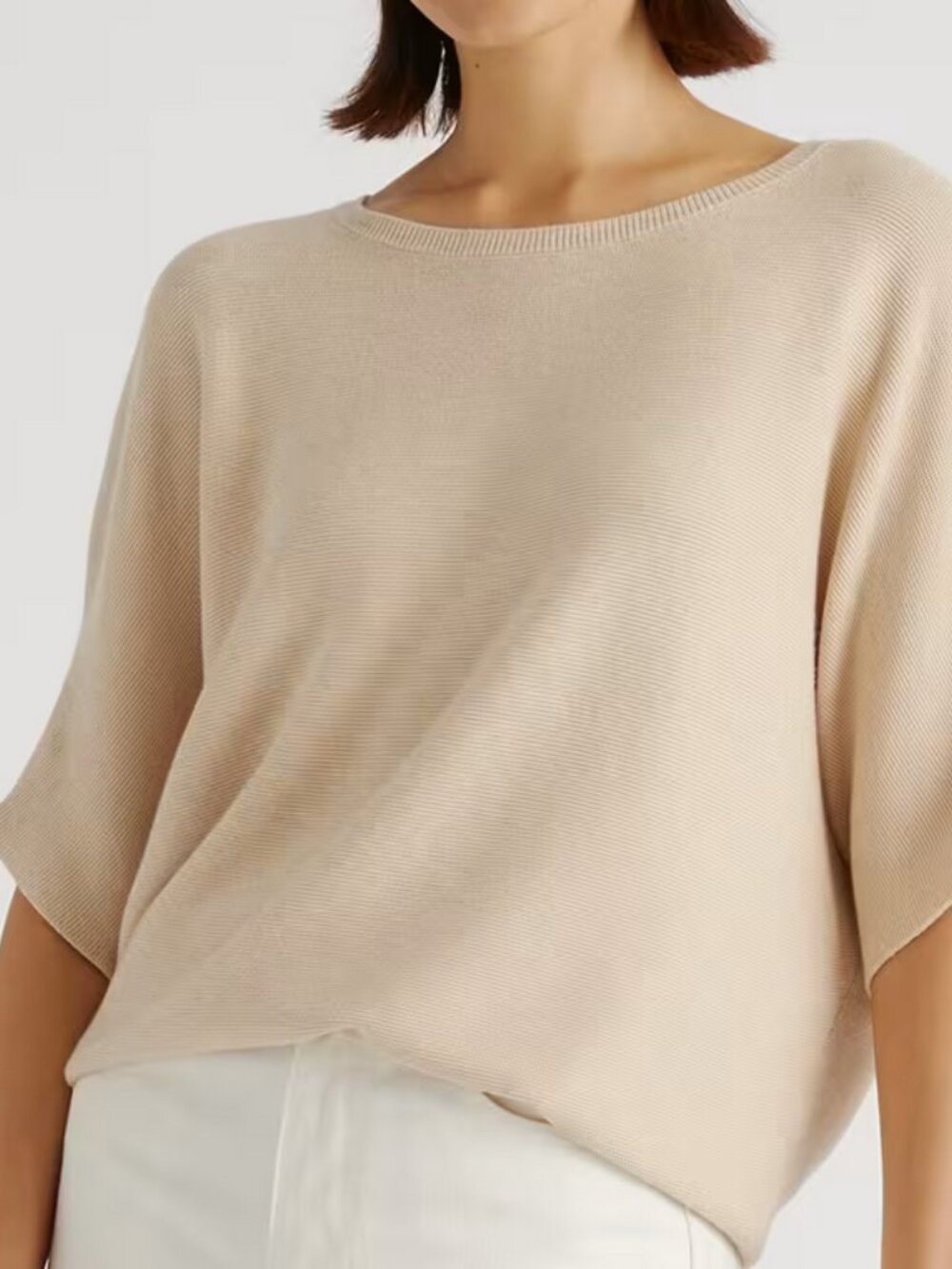 Quince Lightweight Cotton Cashmere Link-Stitch Dolman Sweater size XS